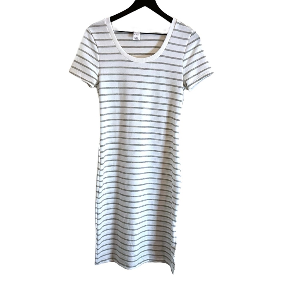 Melrose & Market NWT Women’s Medium Ivory Green Stripe Short Sleeve Dress